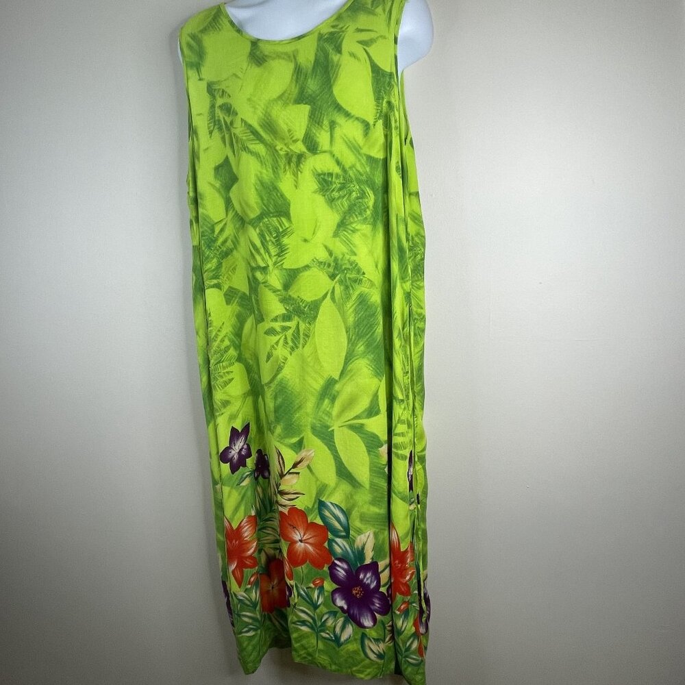 Vintage Jane Ashley Tropical Floral Maxi Dress 2X Vacation Cruise Travel Beach - Picture 5 of 9